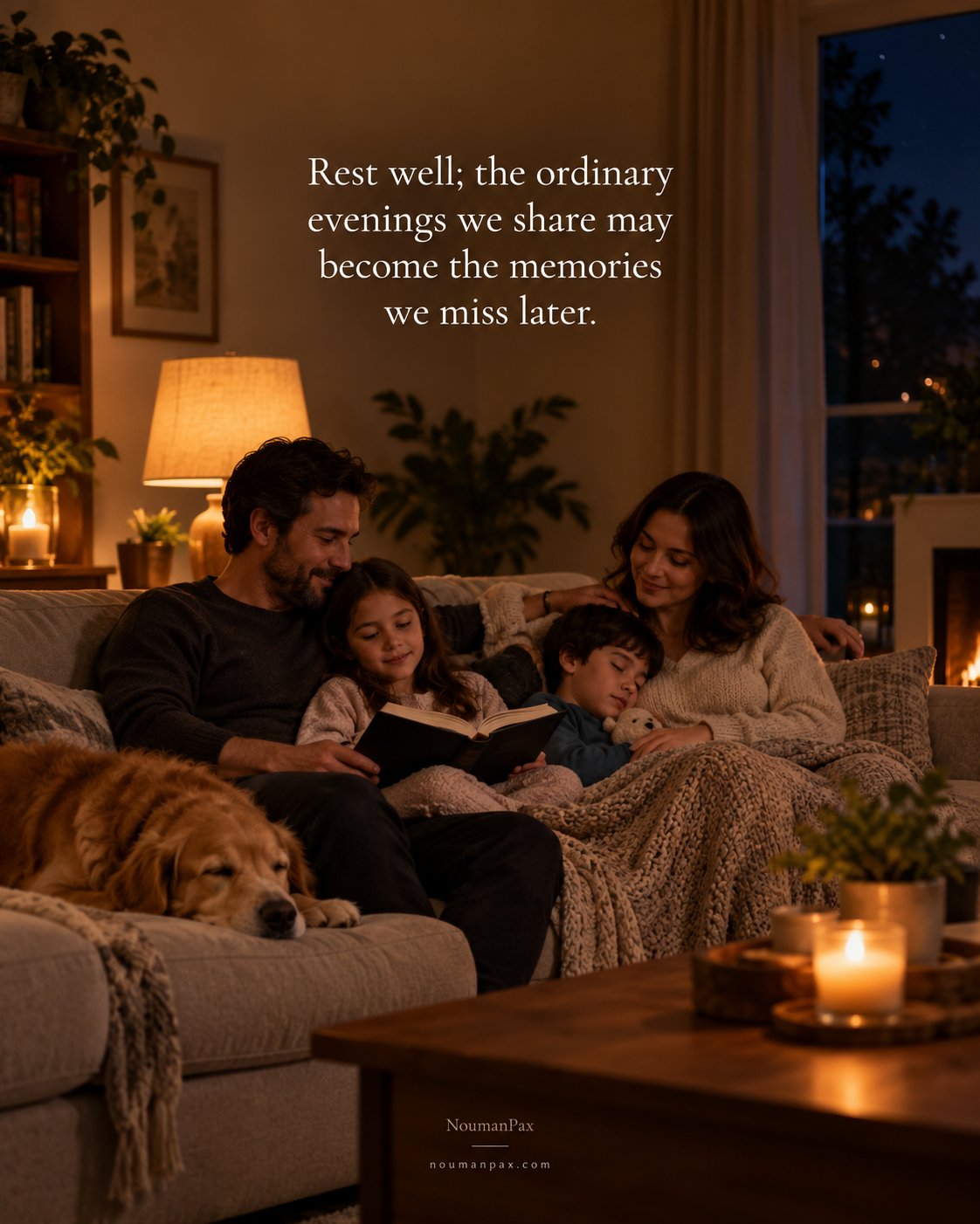 Good night family quote about ordinary evenings becoming memories