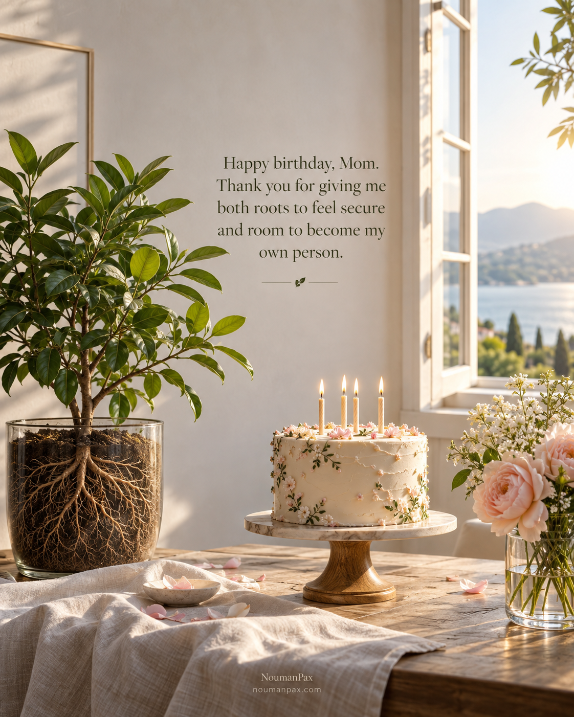 Happy birthday, Mom. Thank you for giving me both roots to feel secure and room to become my own person.