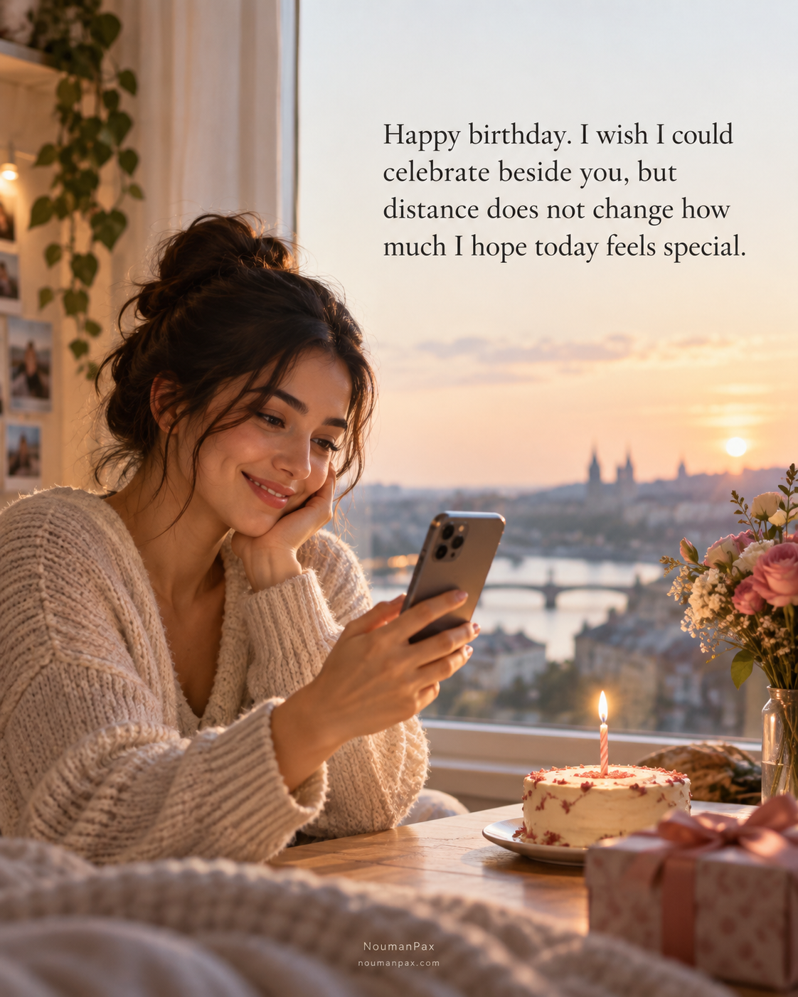 Happy birthday. I wish I could celebrate beside you, but distance does not change how much I hope today feels special.