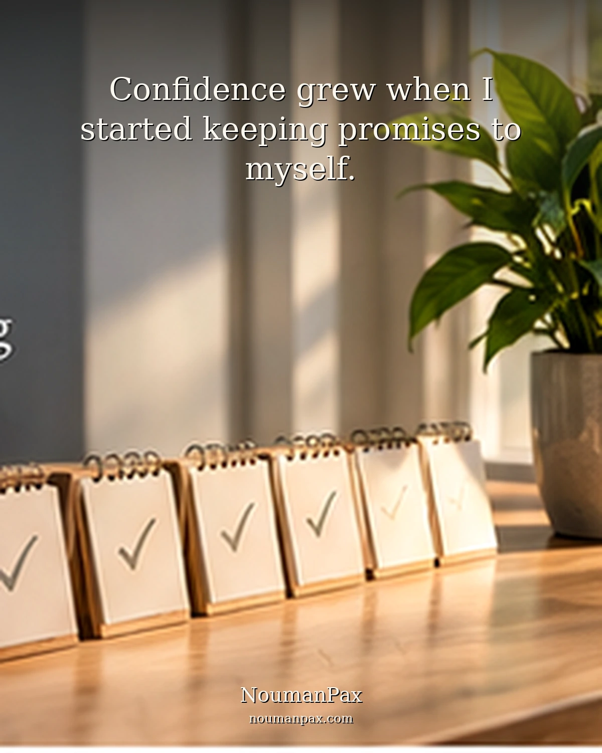 Confidence grew when I started keeping promises to myself.