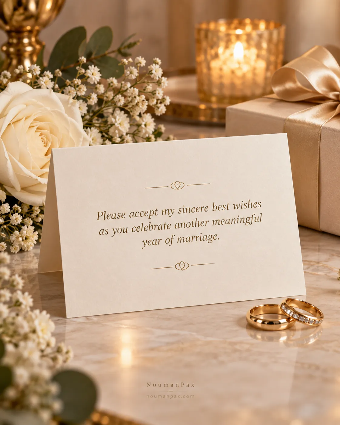 Please accept my sincere best wishes as you celebrate another meaningful year of marriage.