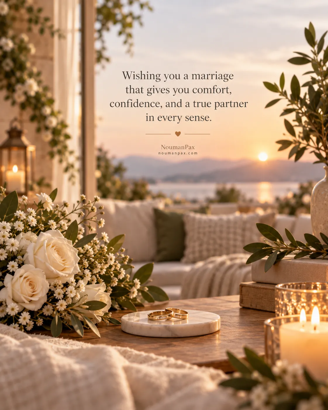 Wishing you a marriage that gives you comfort, confidence, and a true partner in every sense.