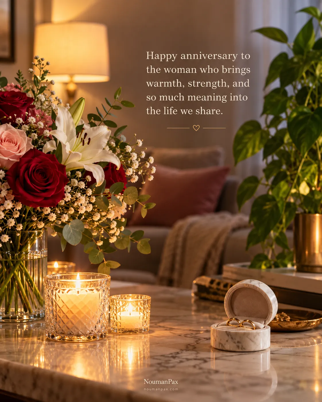 Happy anniversary to the woman who brings warmth, strength, and so much meaning into the life we share.