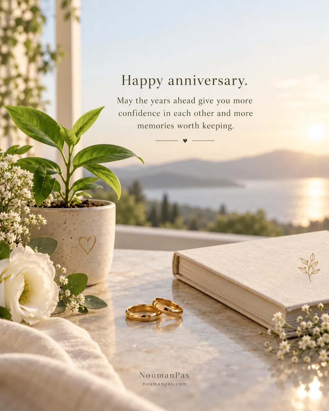 Happy anniversary. May the years ahead give you more confidence in each other and more memories worth keeping.
