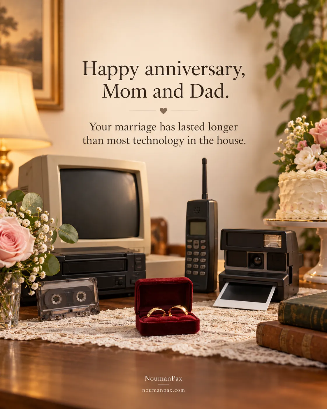 Happy anniversary, Mom and Dad. Your marriage has lasted longer than most technology in the house.