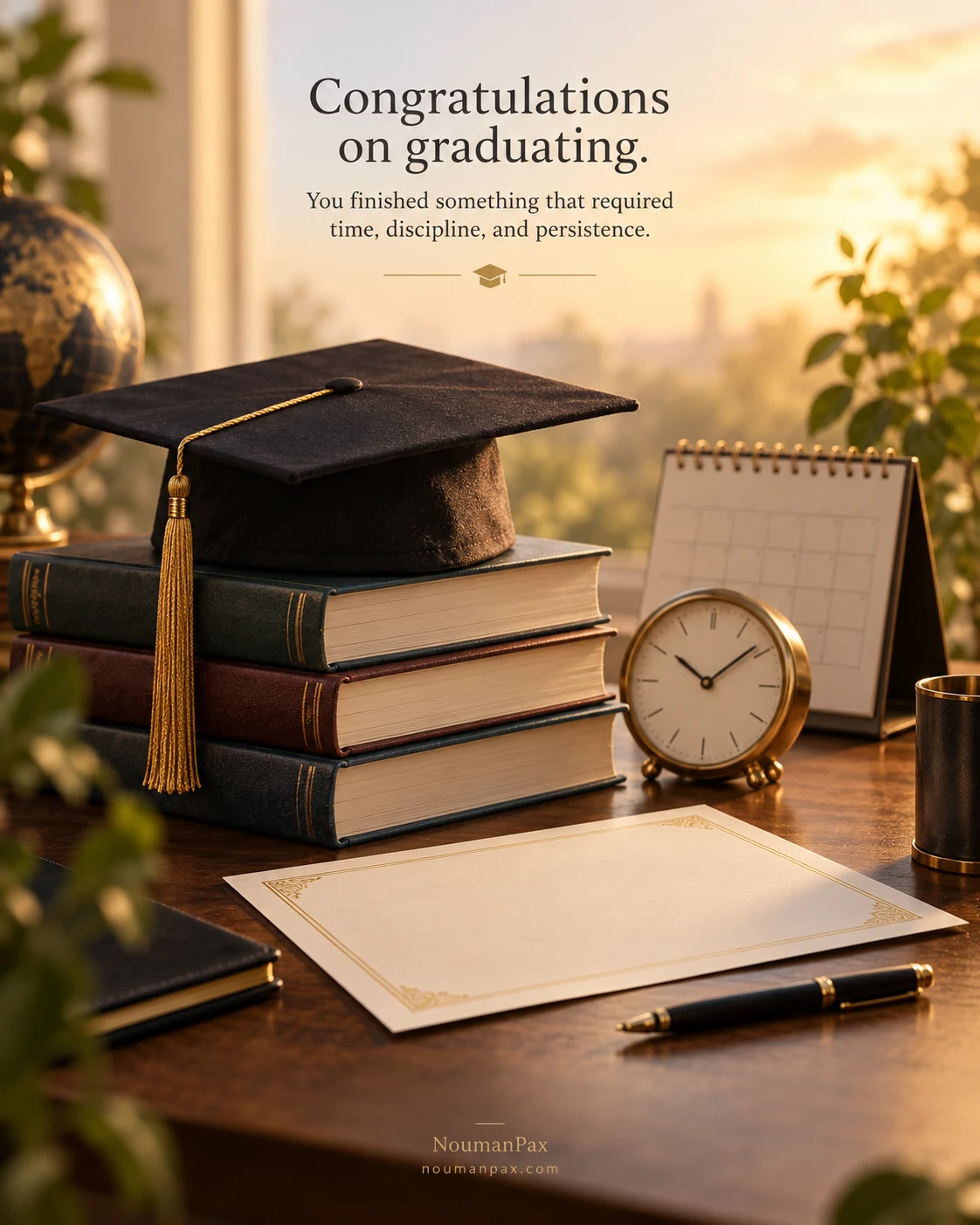 Congratulations on graduating. You finished something that required time, discipline, and persistence.