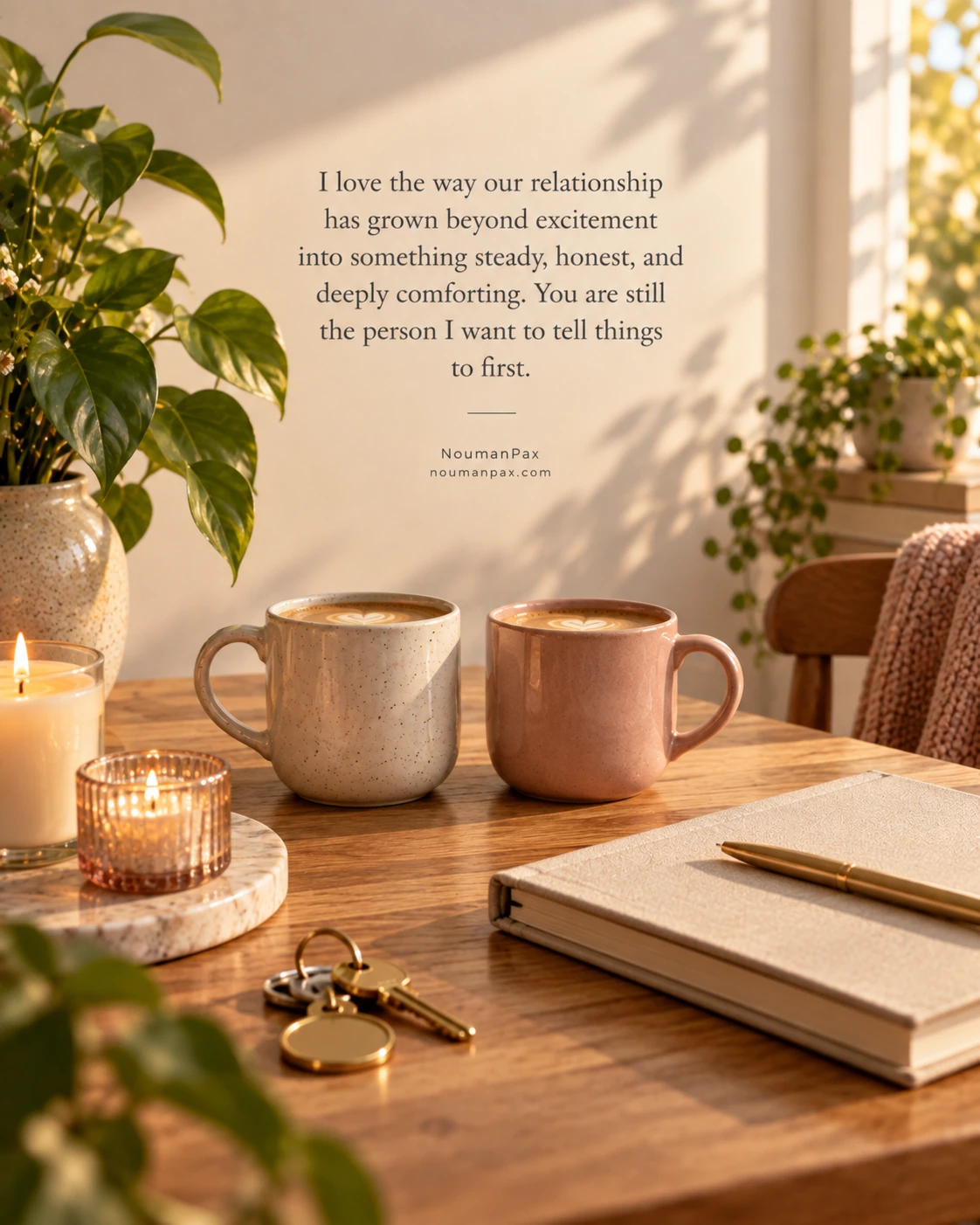 I love the way our relationship has grown beyond excitement into something steady, honest, and deeply comforting. You are still the person I want to tell things to first.