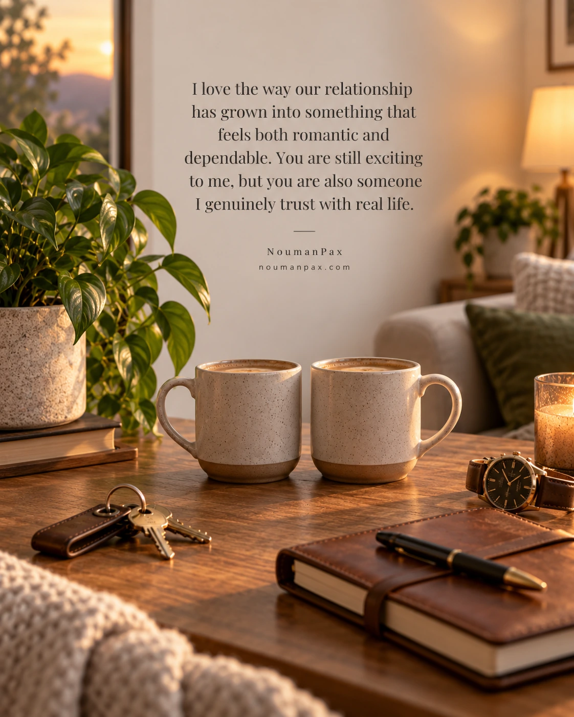 I love the way our relationship has grown into something that feels both romantic and dependable. You are still exciting to me, but you are also someone I genuinely trust with real life.