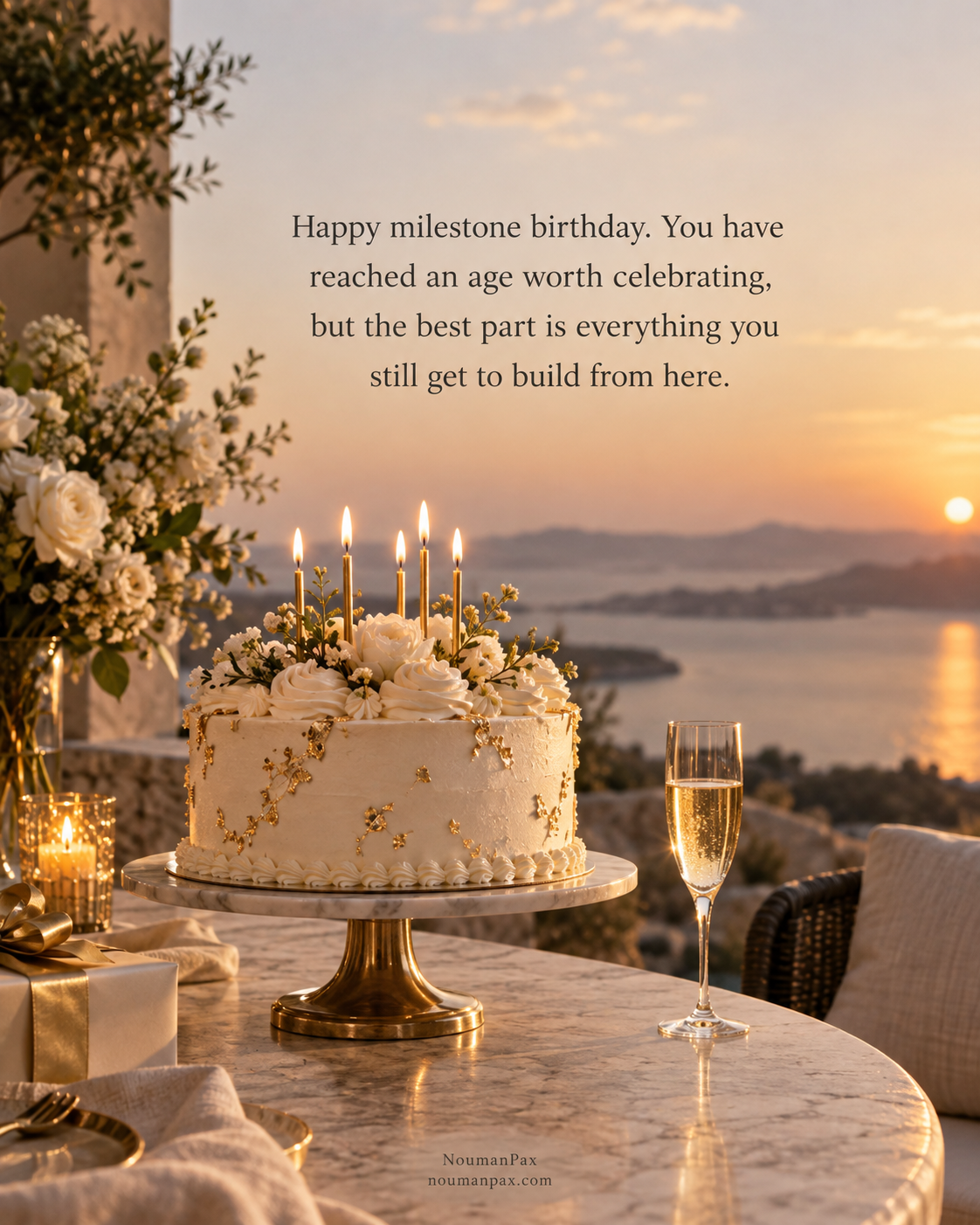 Happy milestone birthday. You have reached an age worth celebrating, but the best part is everything you still get to build from here.