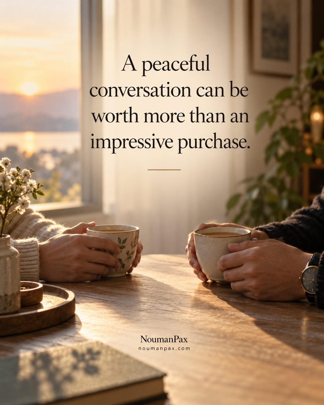 Positive quote — peaceful conversation more than purchase