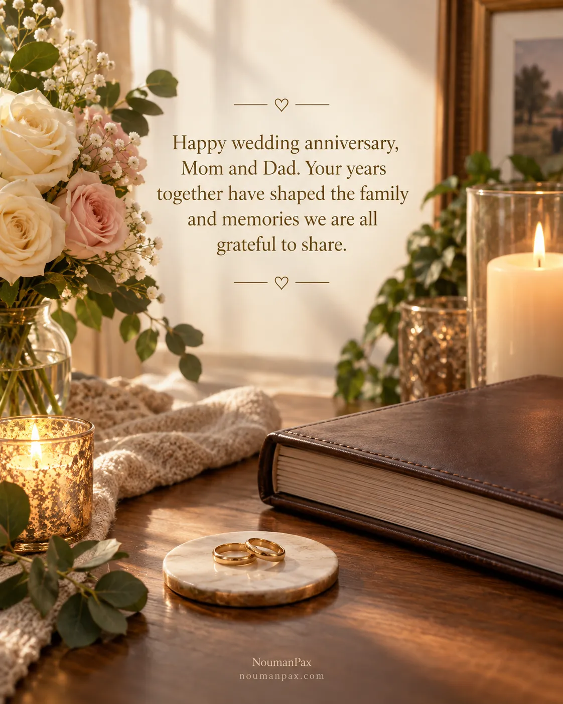 Happy wedding anniversary, Mom and Dad. Your years together have shaped the family and memories we are all grateful to share.