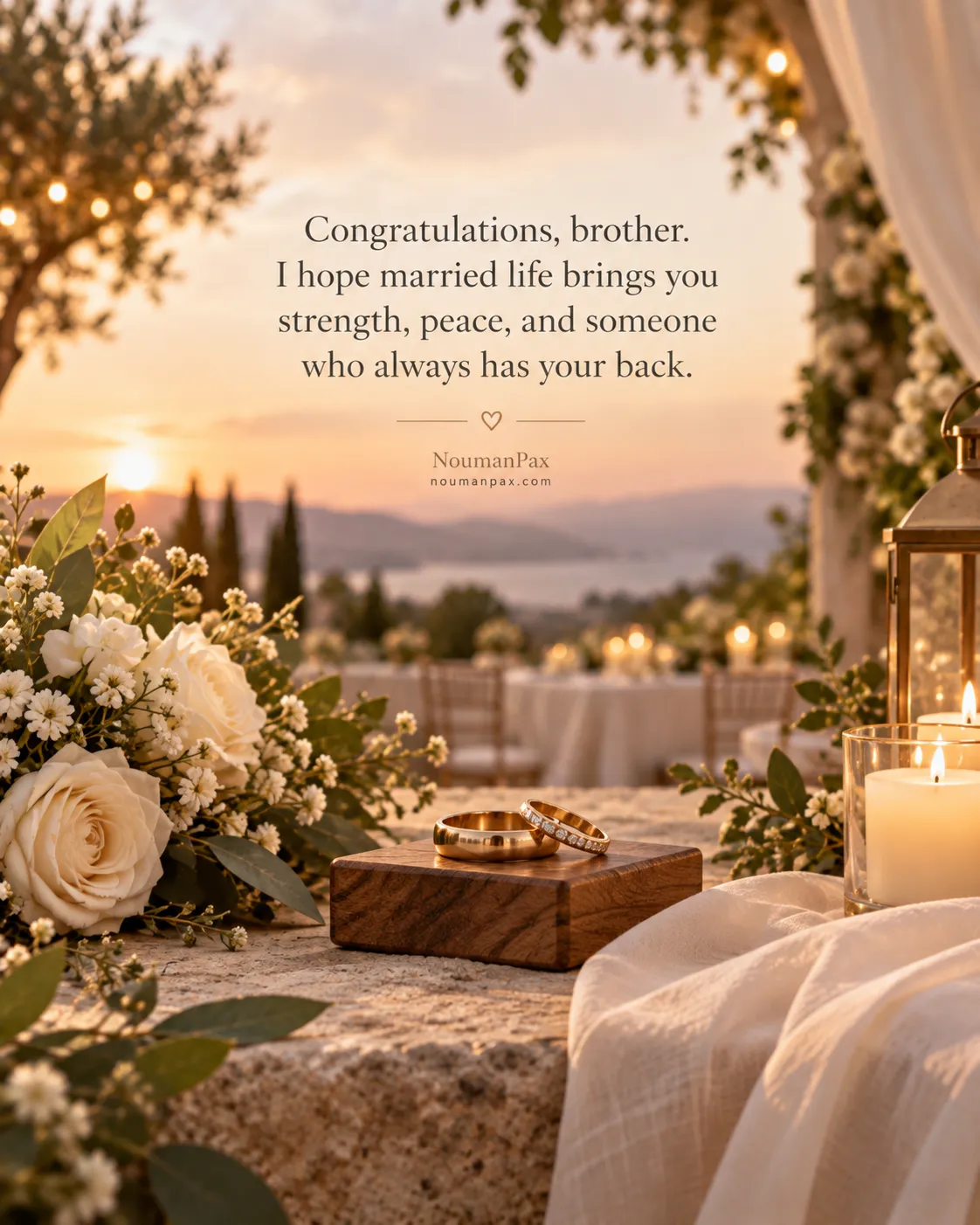 Congratulations, brother. I hope married life brings you strength, peace, and someone who always has your back.