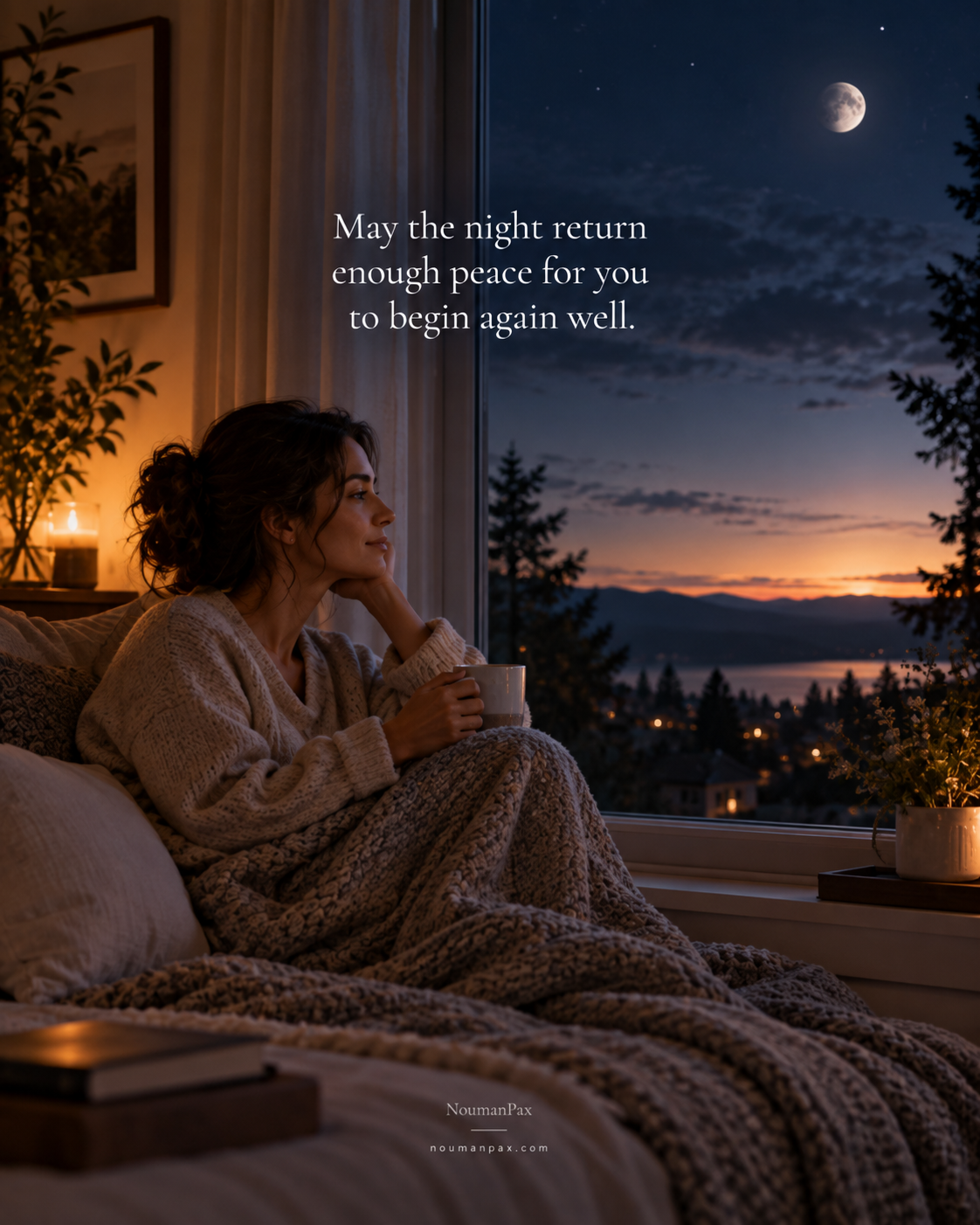 Good night blessing quote about peace and beginning again