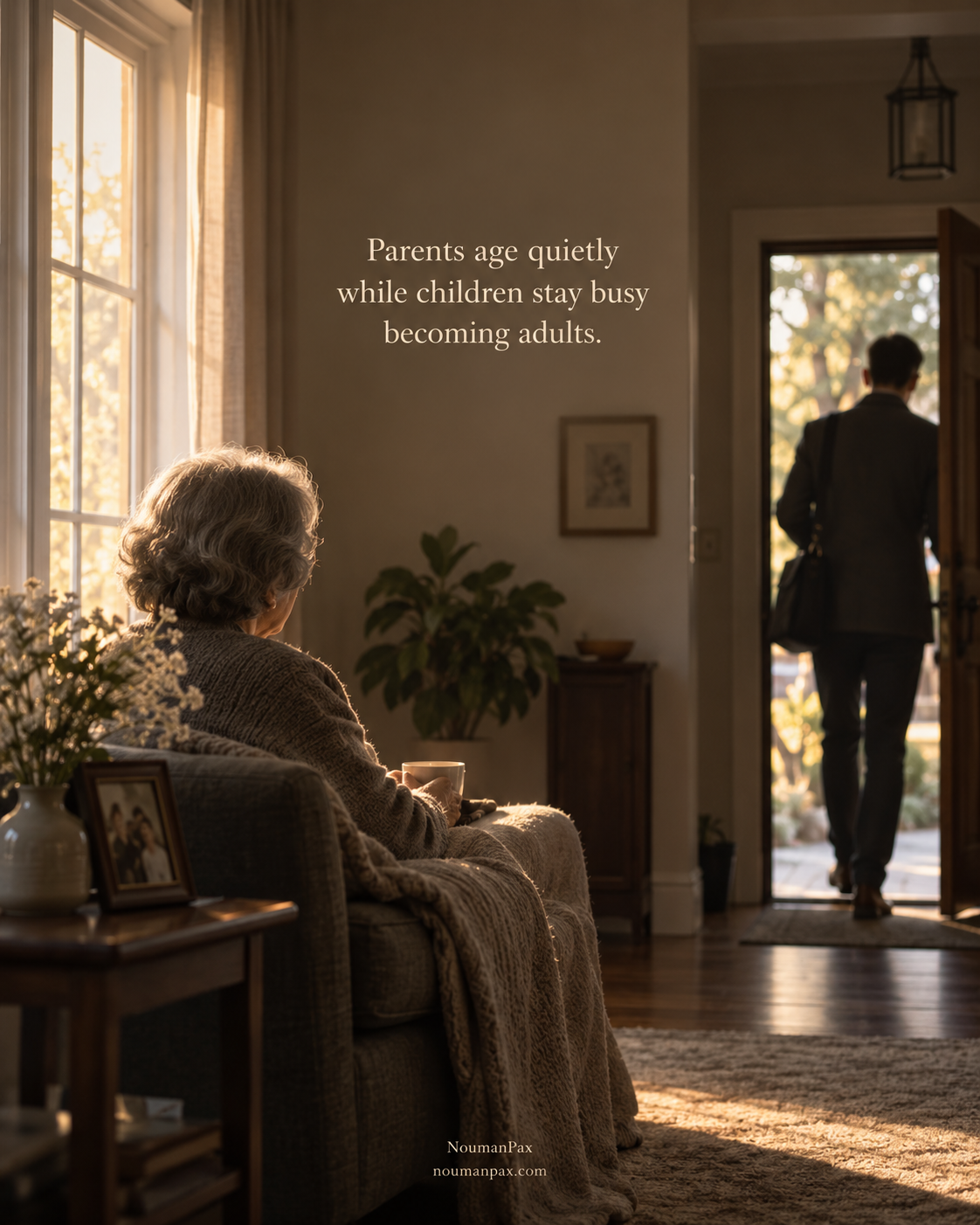 Parents age quietly while children stay busy becoming adults.