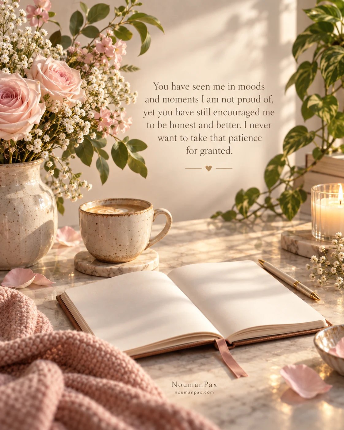 You have seen me in moods and moments I am not proud of, yet you have still encouraged me to be honest and better. I never want to take that patience for granted.