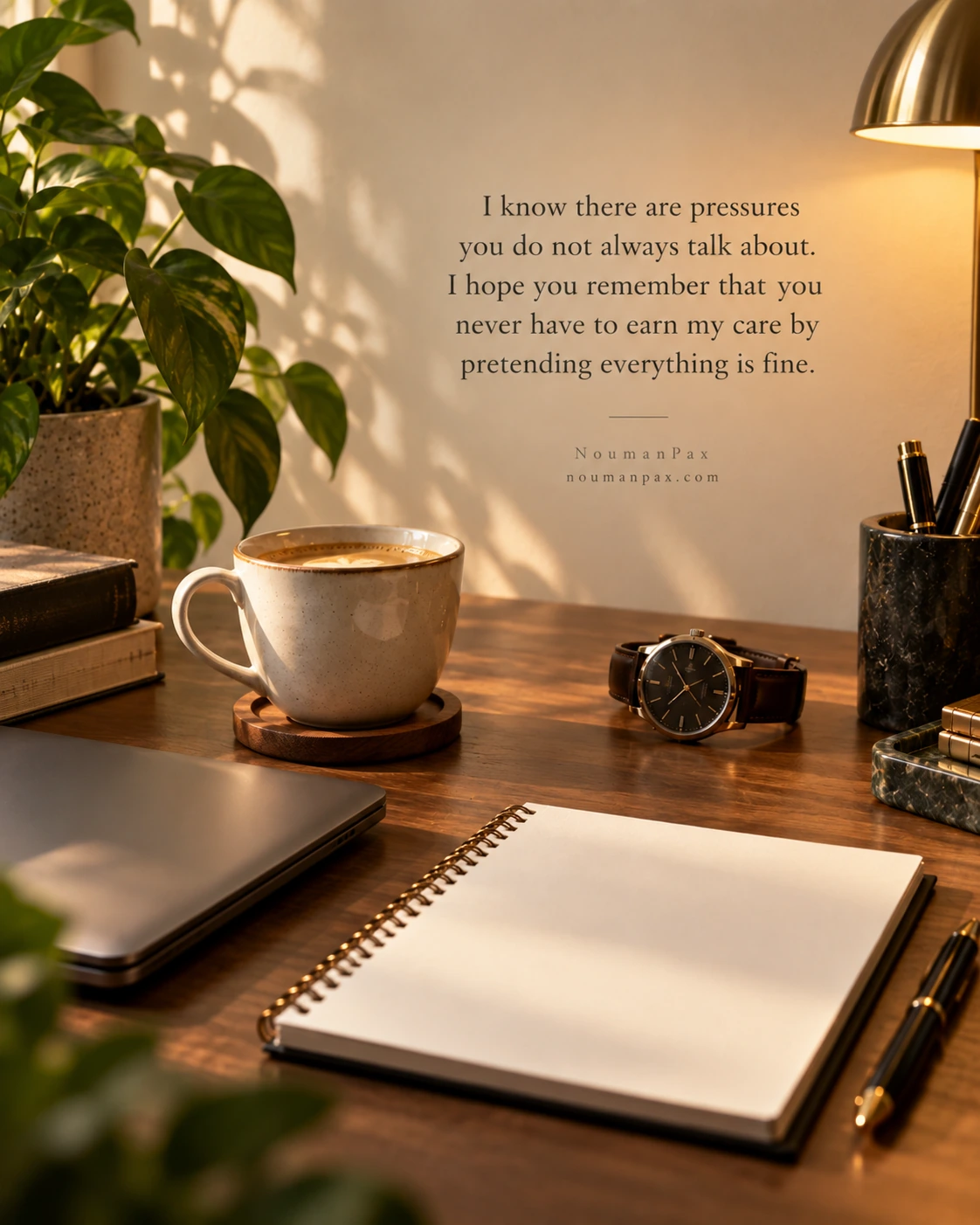 I know there are pressures you do not always talk about. I hope you remember that you never have to earn my care by pretending everything is fine.
