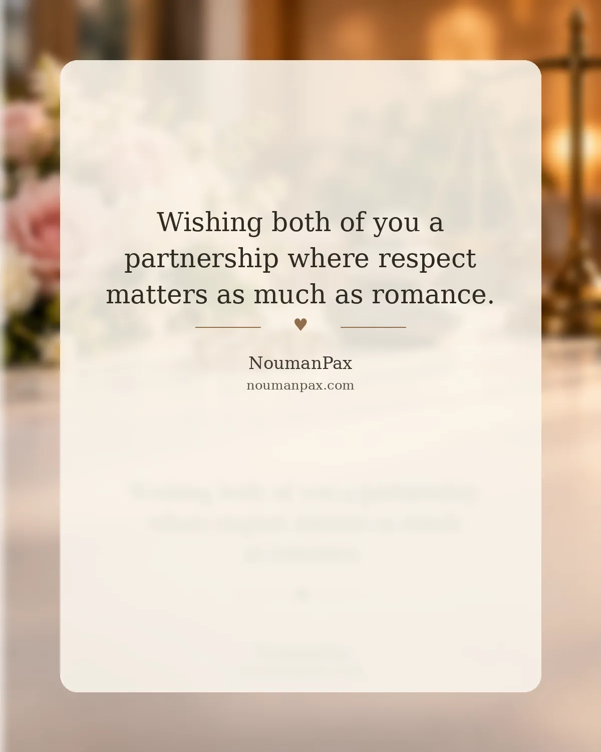 Wishing both of you a partnership where respect matters as much as romance.