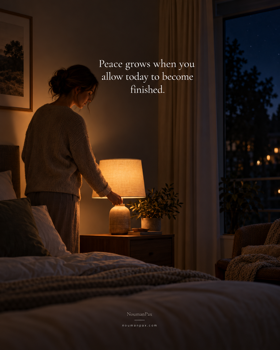 Good night peace quote about letting today be finished