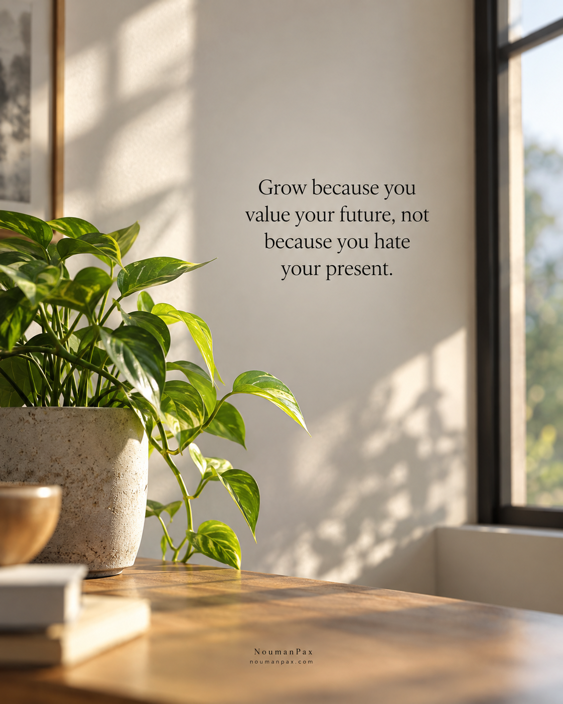 Grow because you value your future, not because you hate your present.