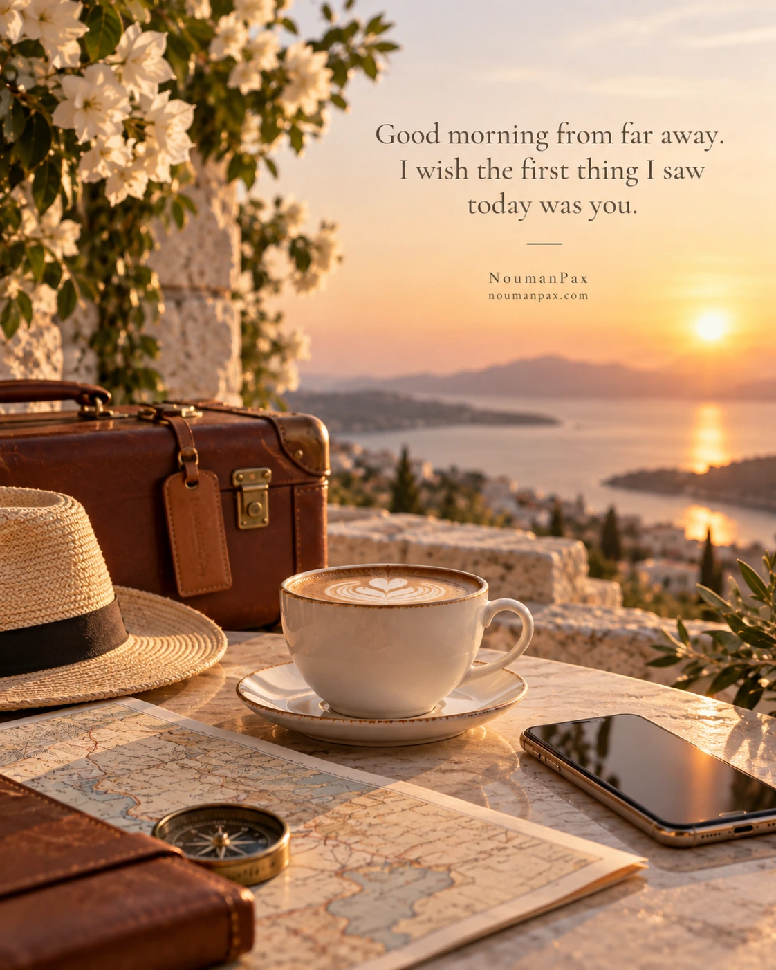 Good morning from far away. I wish the first thing I saw today was you.