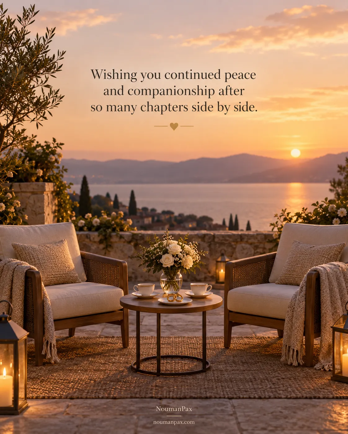 Wishing you continued peace and companionship after so many chapters side by side.