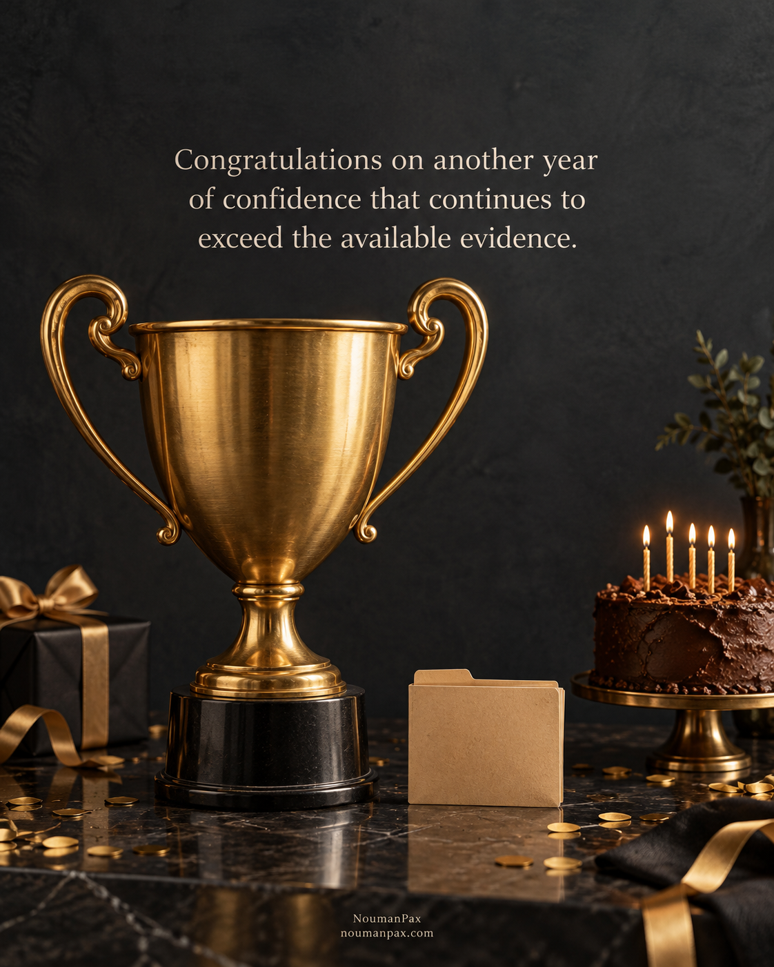 Congratulations on another year of confidence that continues to exceed the available evidence.