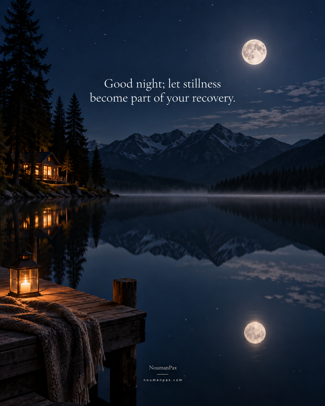 Good night peace quote about stillness as part of recovery