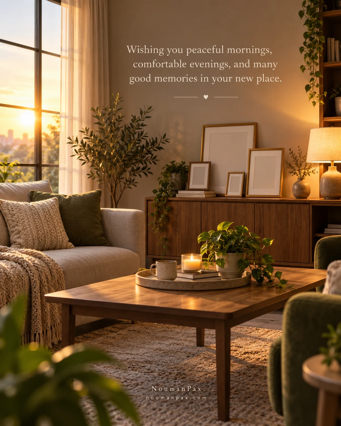 Wishing you peaceful mornings, comfortable evenings, and many good memories in your new place.