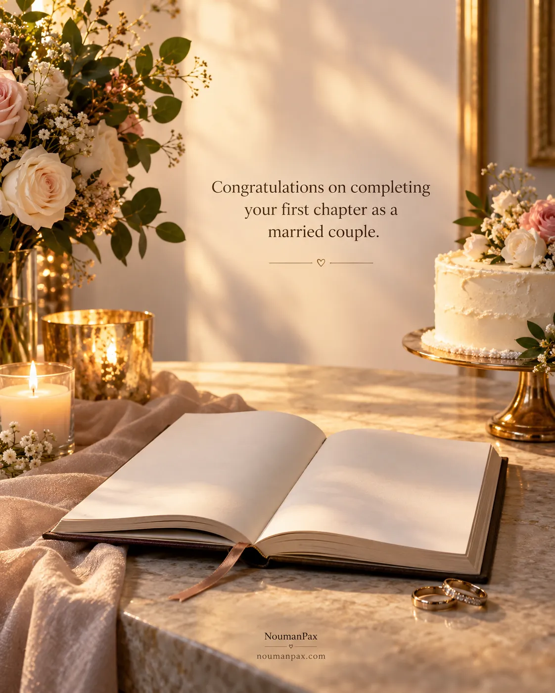 Congratulations on completing your first chapter as a married couple.