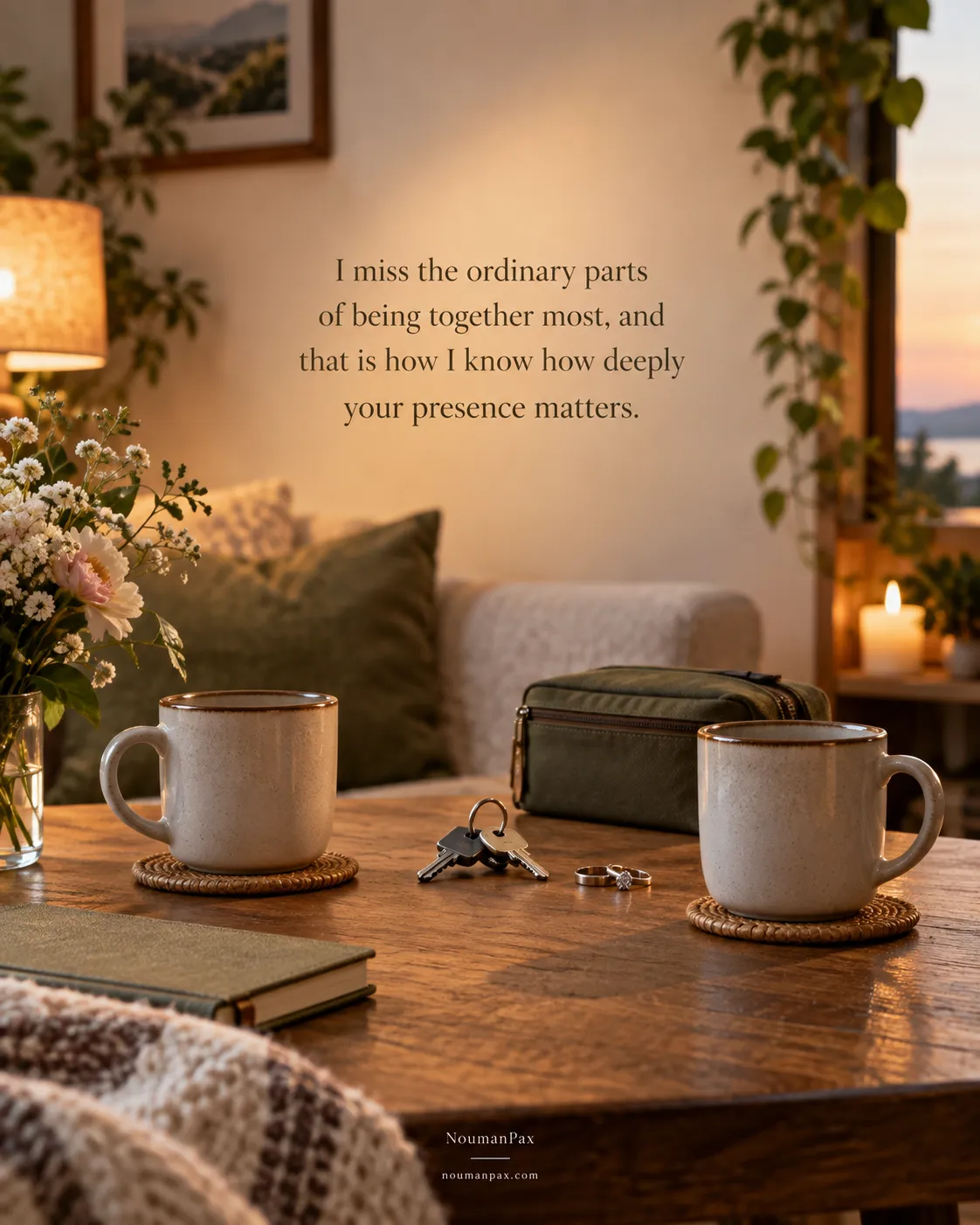 I miss the ordinary parts of being together most, and that is how I know how deeply your presence matters.