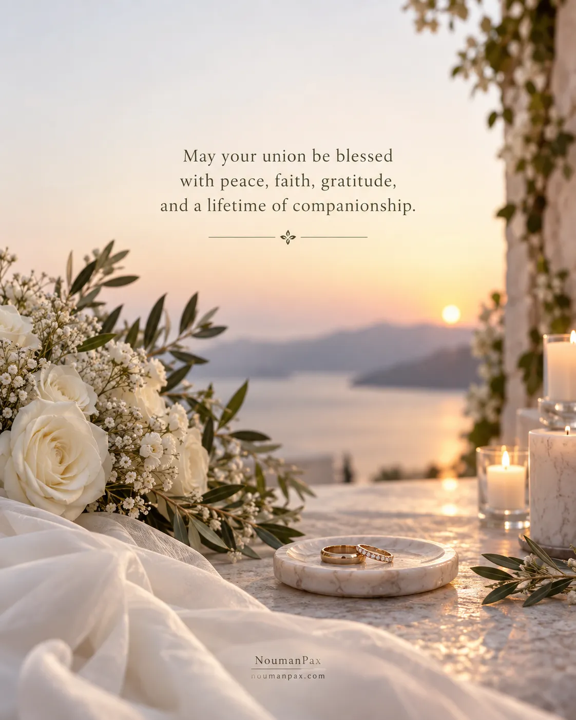 May your union be blessed with peace, faith, gratitude, and a lifetime of companionship.