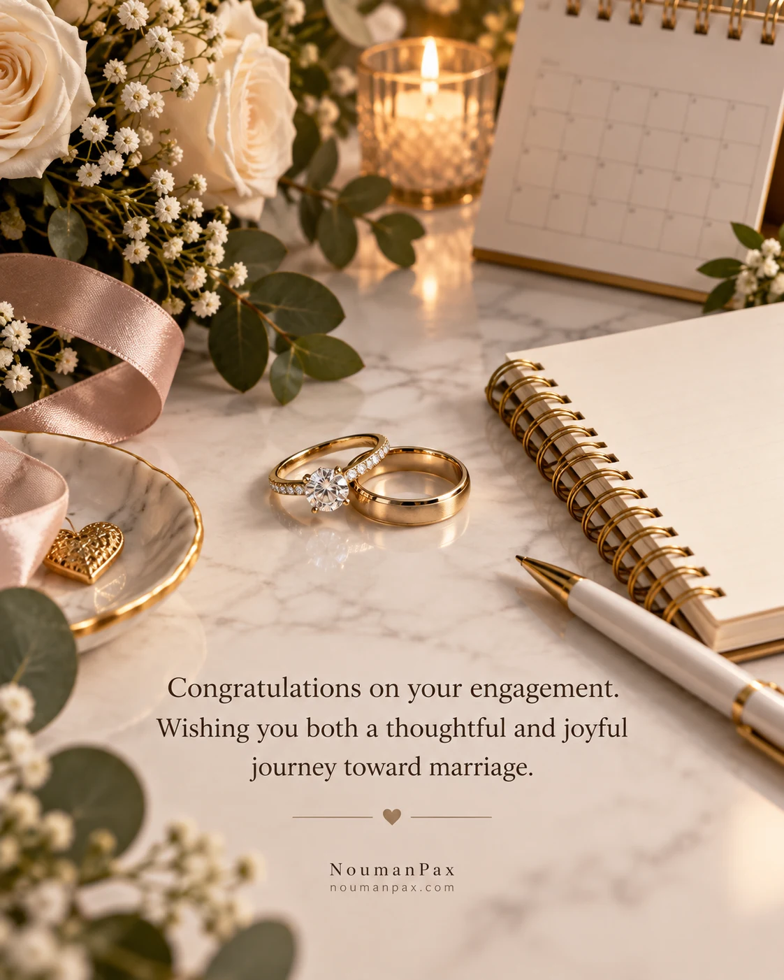 Congratulations on your engagement. Wishing you both a thoughtful and joyful journey toward marriage.