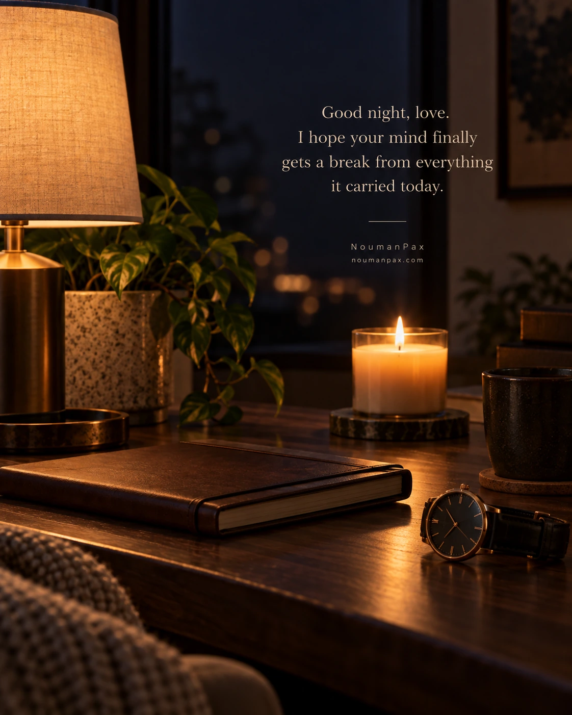 Good night, love. I hope your mind finally gets a break from everything it carried today.