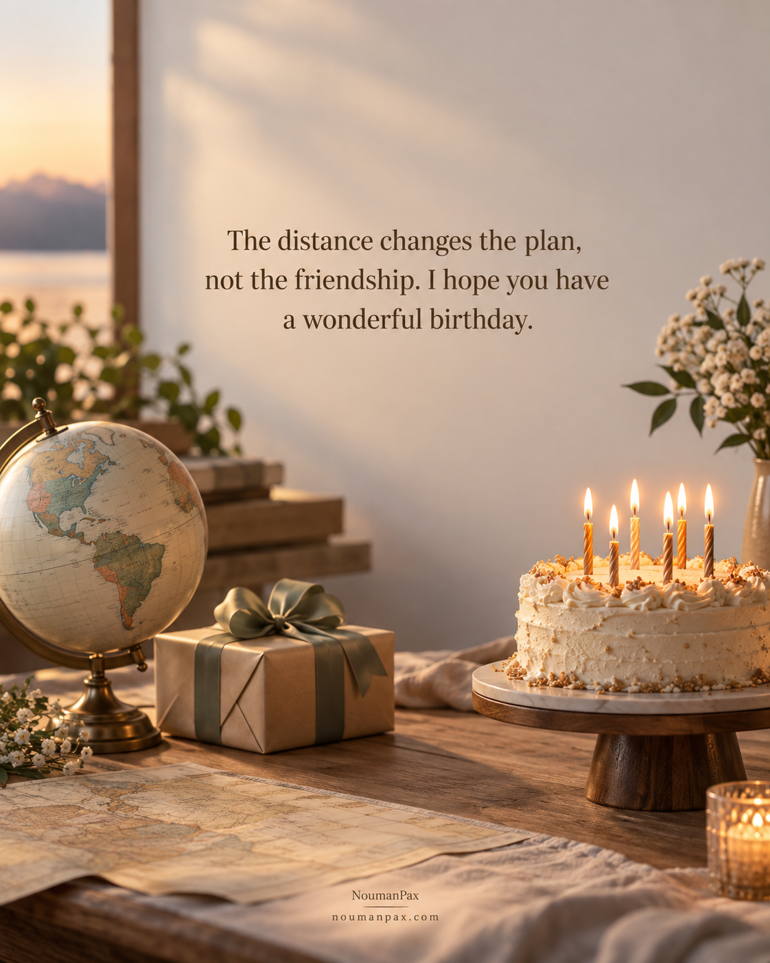 The distance changes the plan, not the friendship. I hope you have a wonderful birthday.