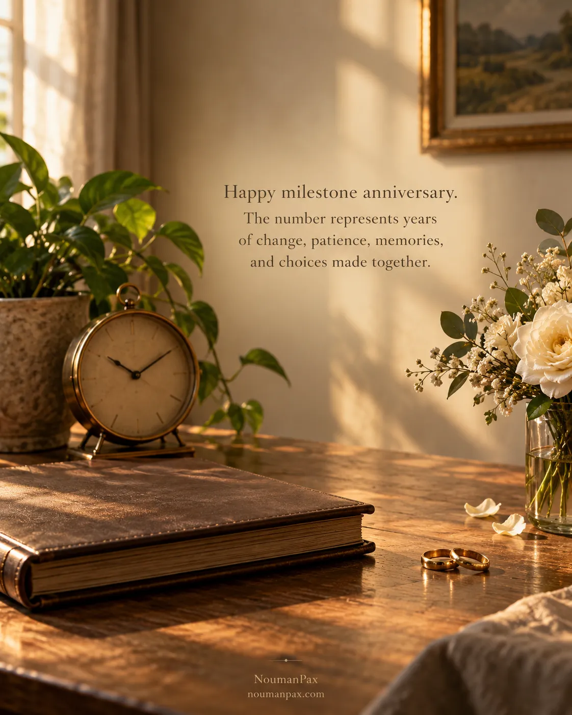 Happy milestone anniversary. The number represents years of change, patience, memories, and choices made together.