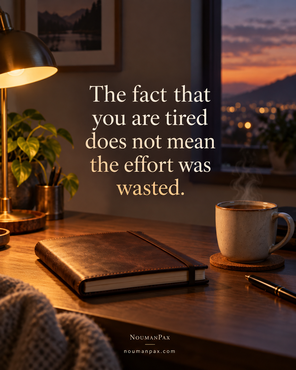 Positive quote — tired does not mean wasted