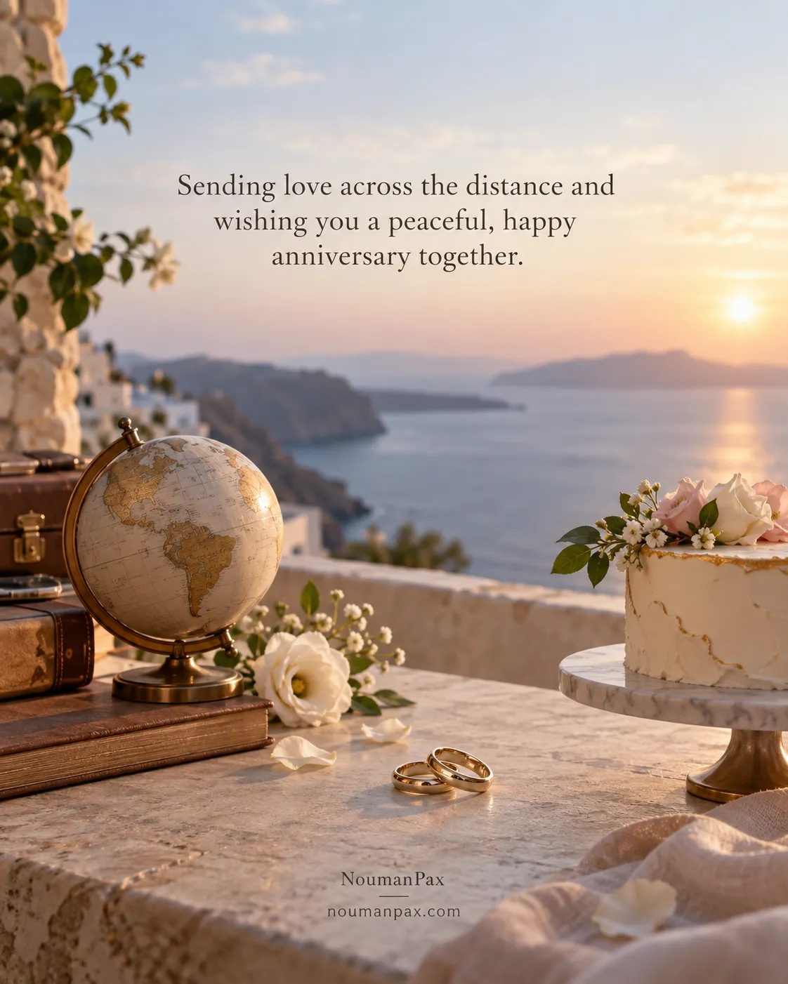 Sending love across the distance and wishing you a peaceful, happy anniversary together.