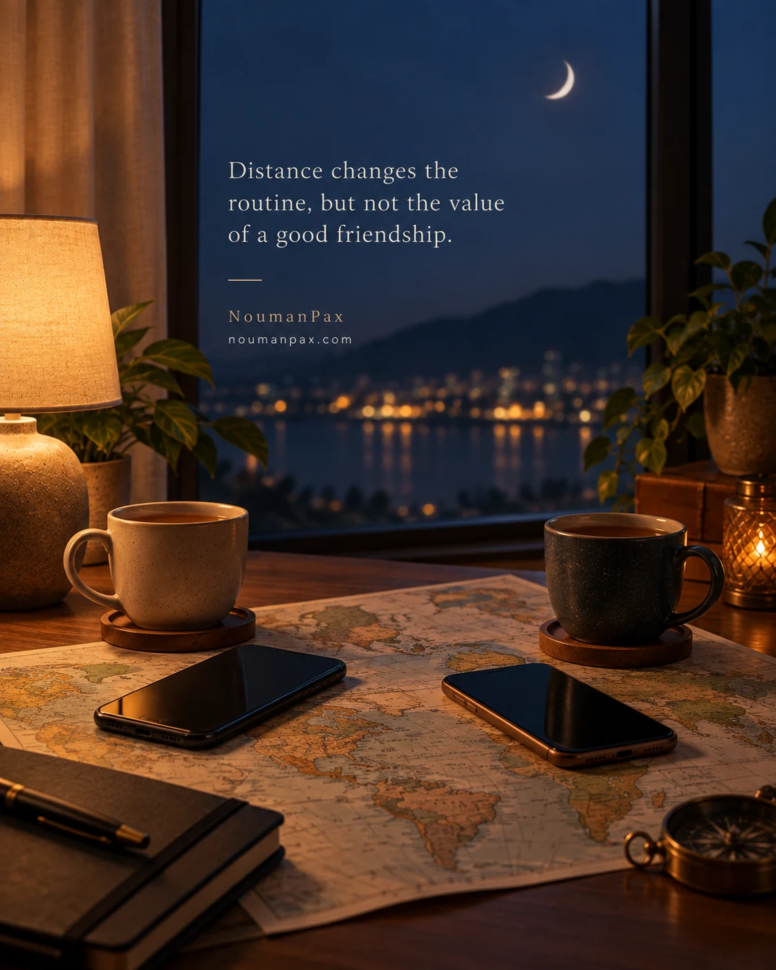 Distance changes the routine, but not the value of a good friendship.