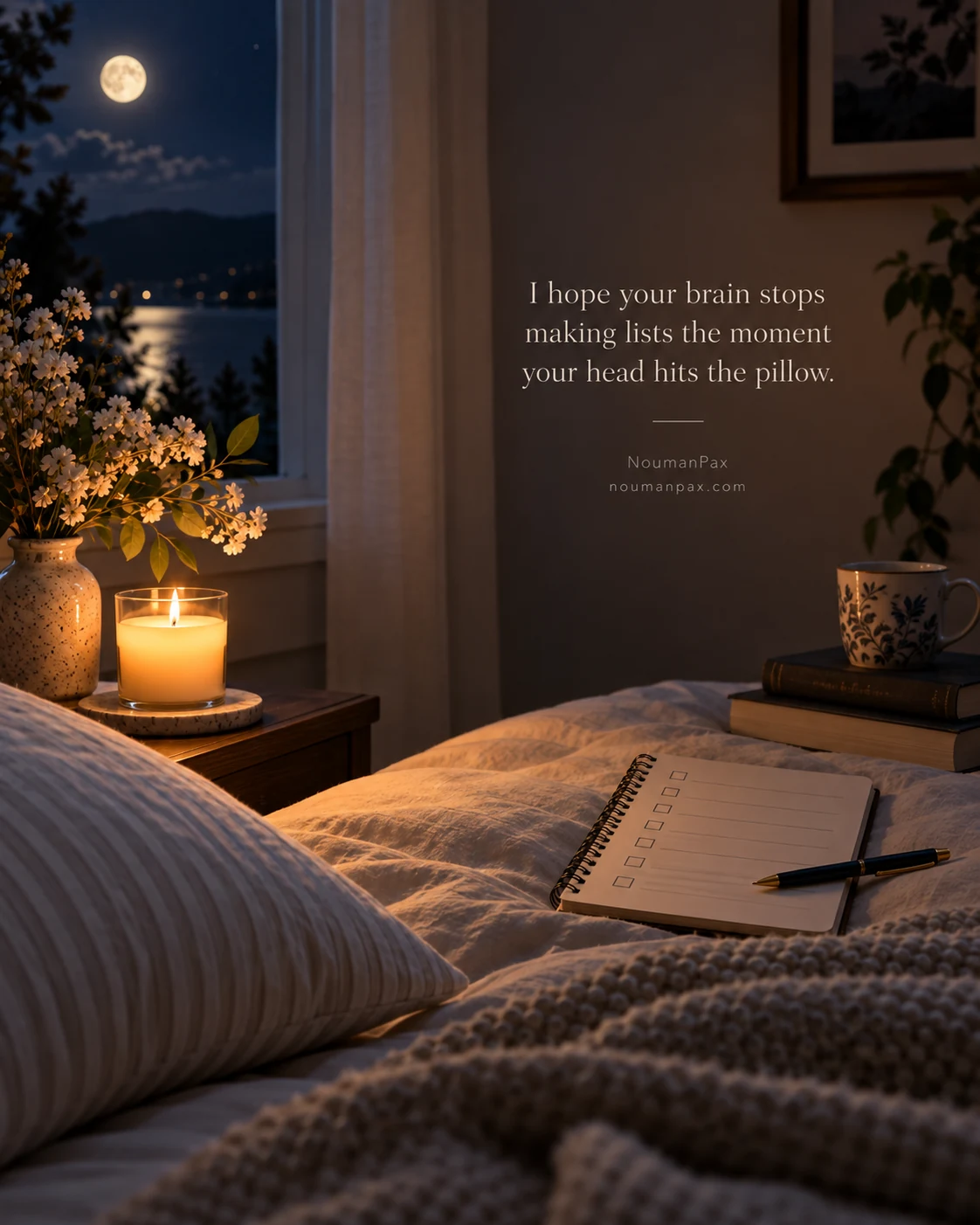 I hope your brain stops making lists the moment your head hits the pillow.