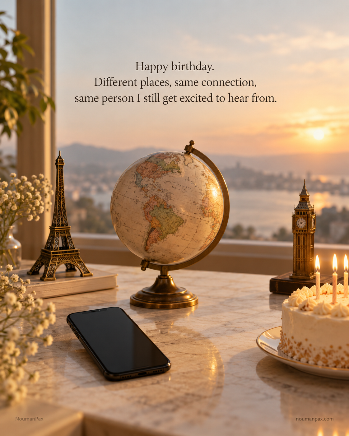 Happy birthday. Different places, same connection, same person I still get excited to hear from.