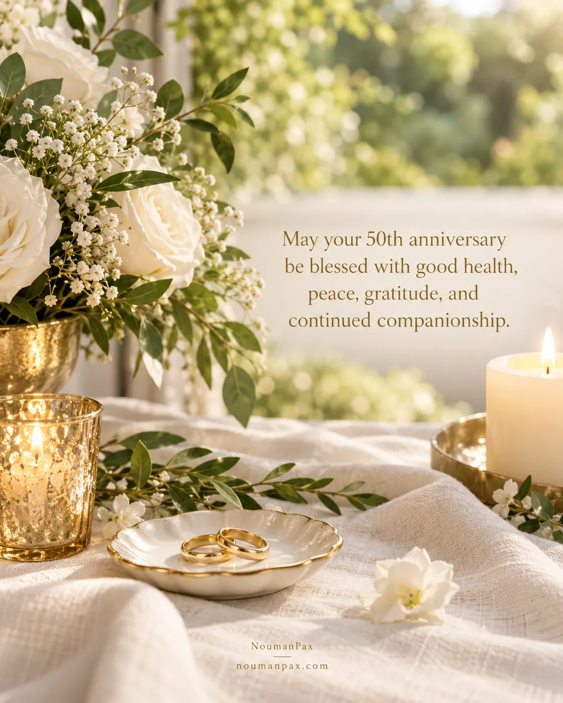 May your 50th anniversary be blessed with good health, peace, gratitude, and continued companionship.