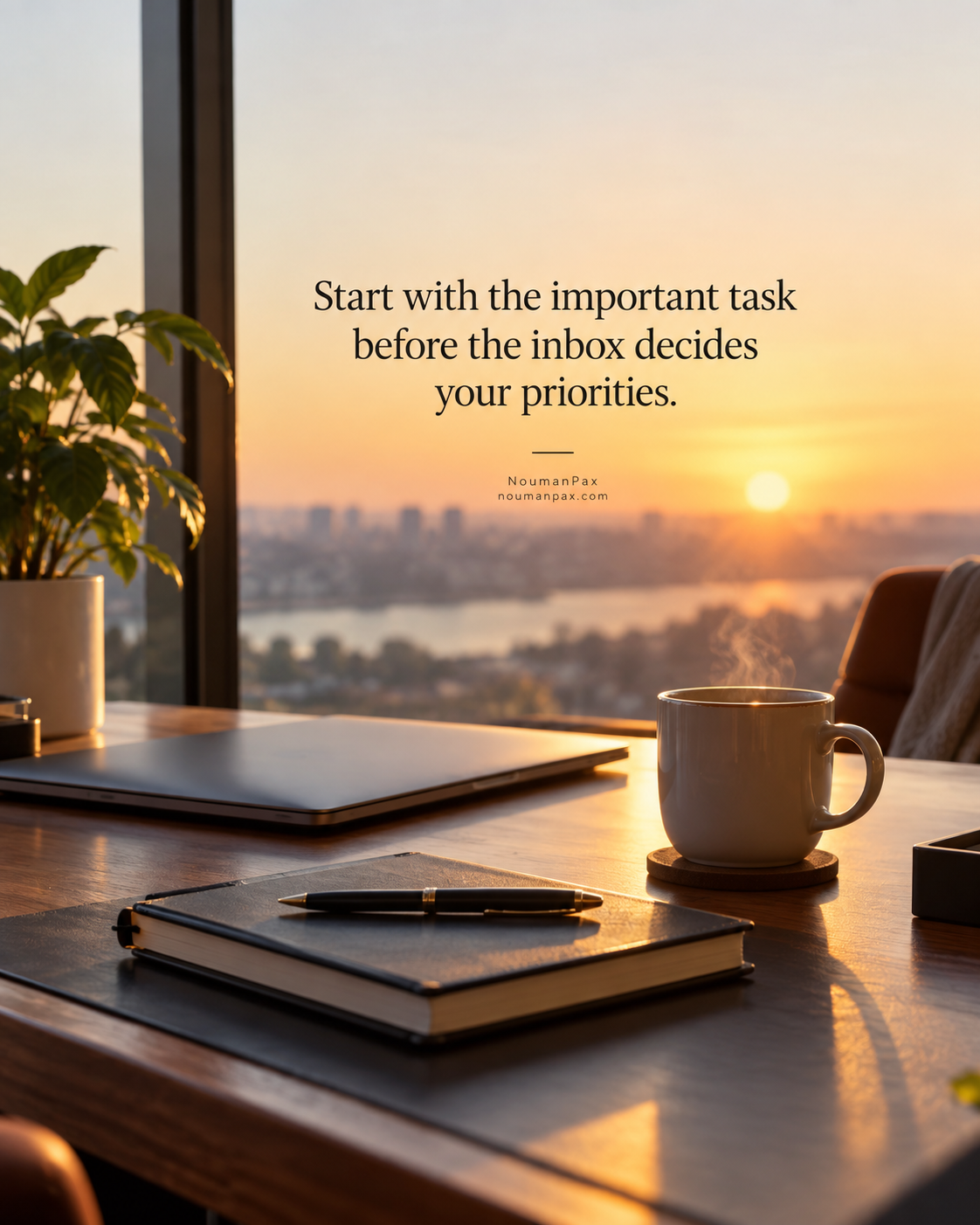 Good morning work quote about the important task before the inbox