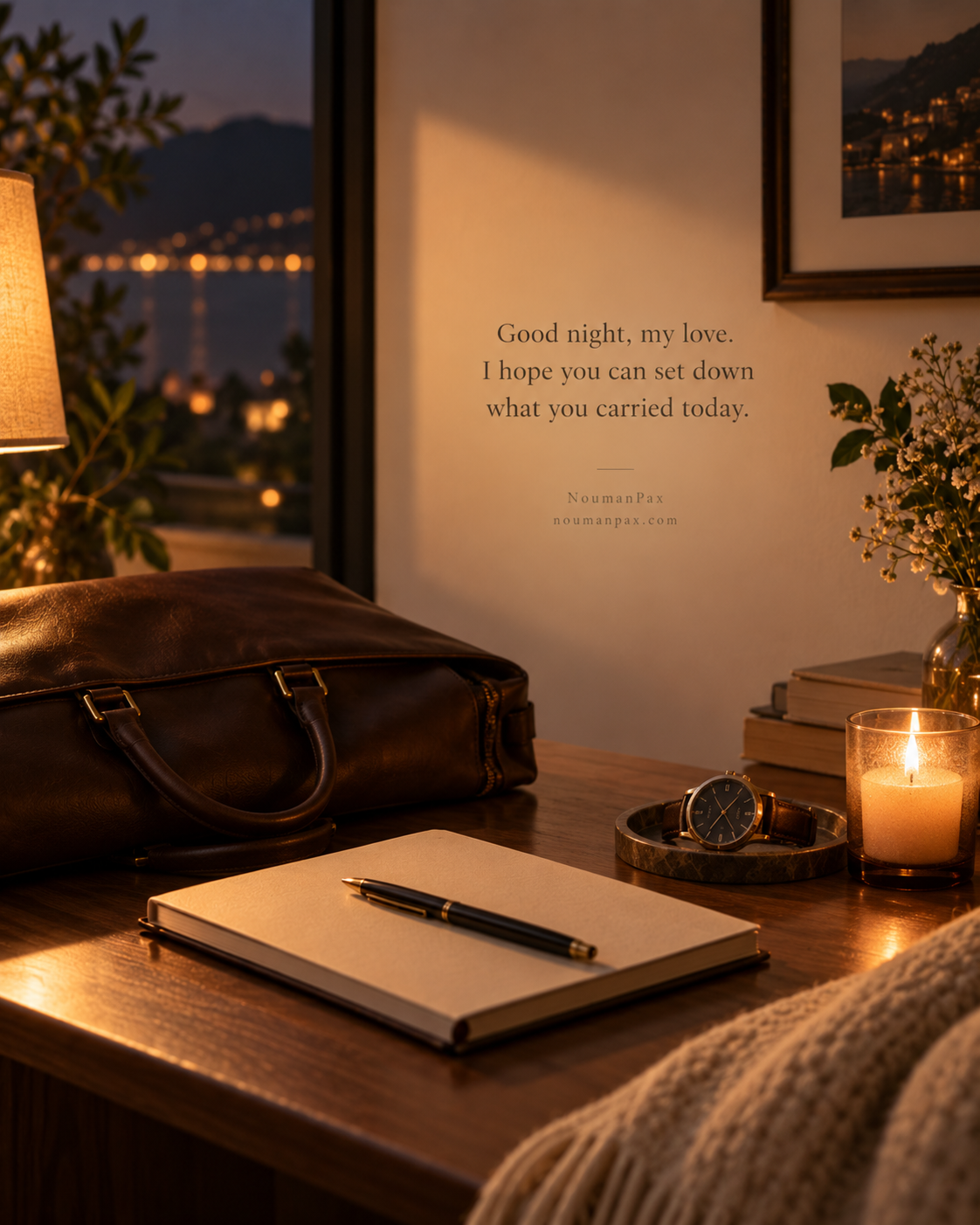 Good night, my love. I hope you can set down what you carried today.