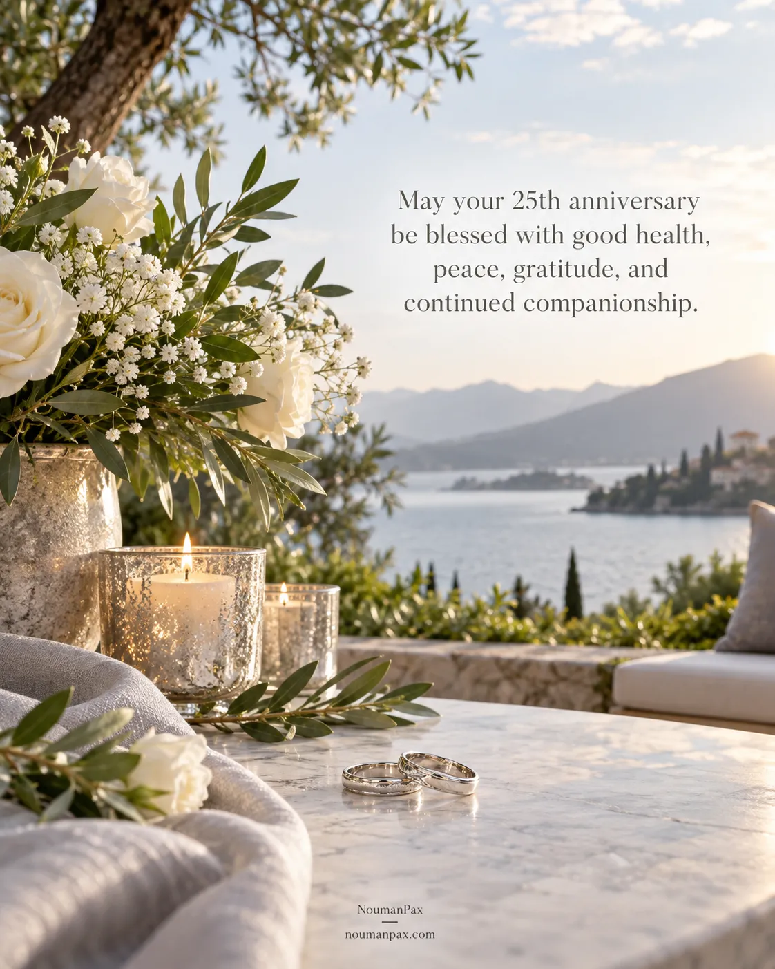 May your 25th anniversary be blessed with good health, peace, gratitude, and continued companionship.