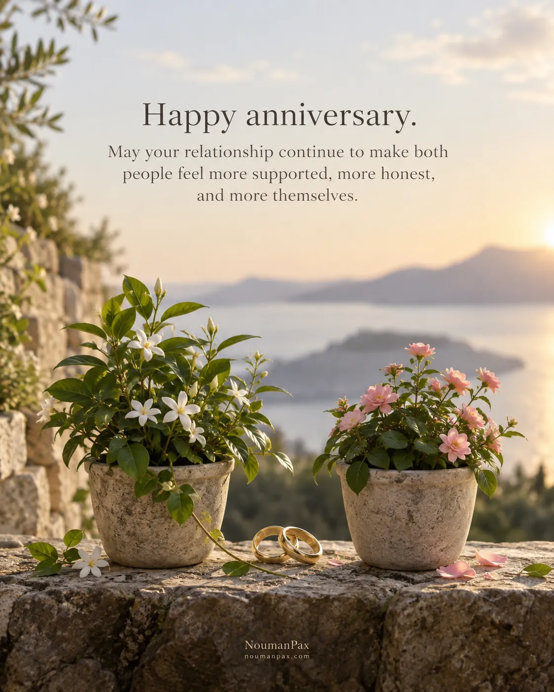 Happy anniversary. May your relationship continue to make both people feel more supported, more honest, and more themselves.
