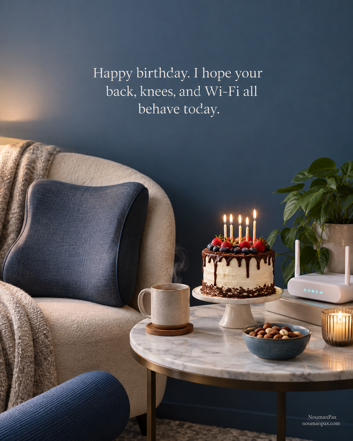 Happy birthday. I hope your back, knees, and Wi-Fi all behave today.
