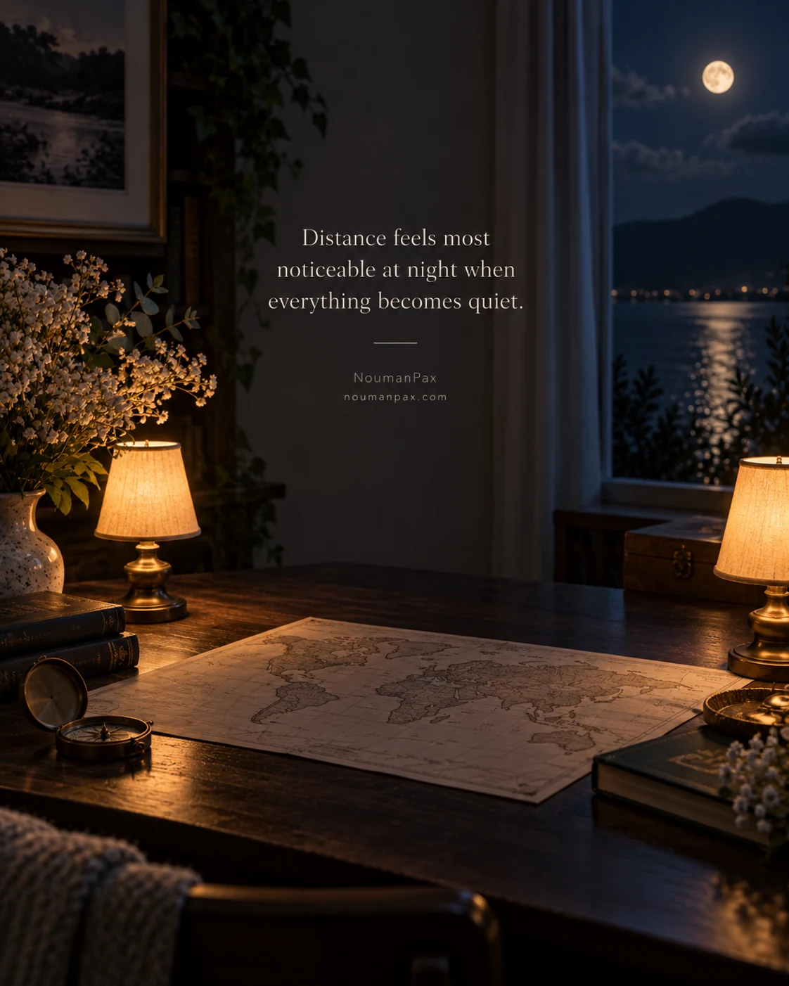 Distance feels most noticeable at night when everything becomes quiet.