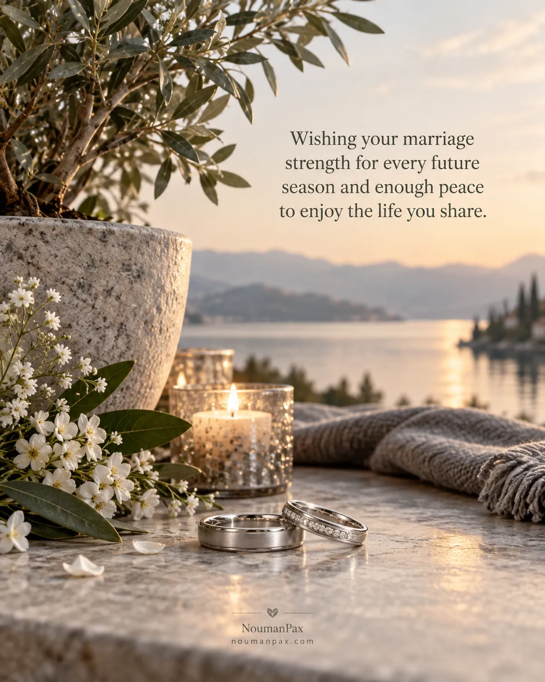 Wishing your marriage strength for every future season and enough peace to enjoy the life you share.