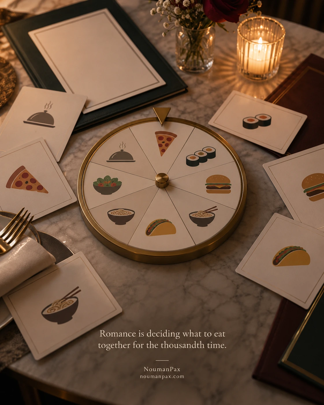 Romance is deciding what to eat together for the thousandth time.