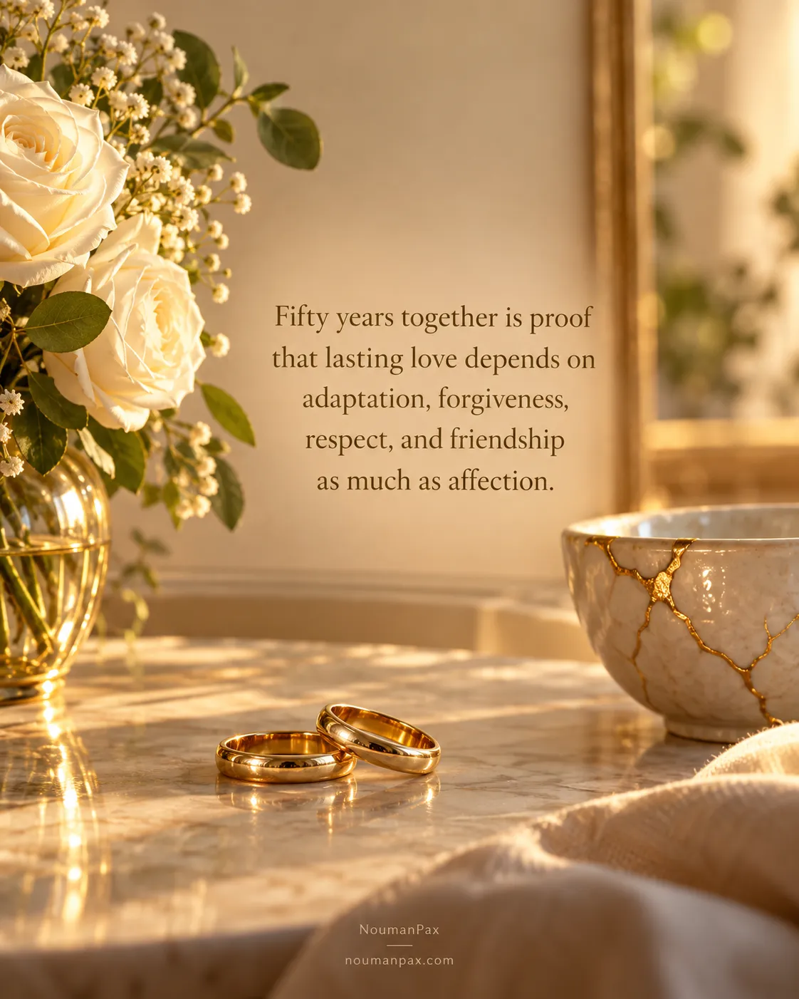 Fifty years together is proof that lasting love depends on adaptation, forgiveness, respect, and friendship as much as affection.